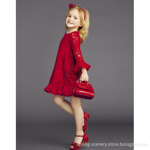 Girl's Dress Luxury Italian Fitted Eyelash Lace Mermaid Skirt Dress Skirt Parent-Child